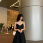 Vacation travel outfit sexy backless suspender dress ins super hot little black dress R1498