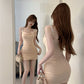 French suspender skirt women's summer petite pleated hip skirt irregular dress R3151