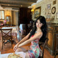 Sexy slim waist suspender dress beautiful printed hip skirt R0577