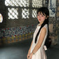 Pink jacquard vest dress gentle temperament waist A-line short skirt R0826