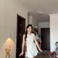 Gentle style white vest dress for women irregular beautiful waist bud skirt R0825