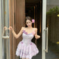 Purple suspender dress 2025 new style waist slim cake short skirt R0667