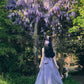 Atmosphere small skirt gentle temperament A-line long skirt purple halter neck dress R0671