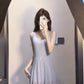 Blue suspender dress, one dress can be worn in many ways, waist-hugging temperament long dress R0529