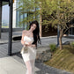 White lace suspender dress beautiful waist hip skirt R0526