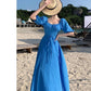 A Line Blue Long Stunning Evening Gown Party Prom Dress       S7277