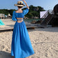 A Line Blue Long Stunning Evening Gown Party Prom Dress       S7277