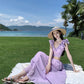A Line Purple Long Stunning Evening Gown Party Prom Dress       S7288