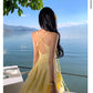 A Line Yellow Long Stunning Evening Gown Party Prom Dress       S7286