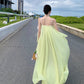 Tube Top Yellow Long Stunning Evening Gown Party Prom Dress       S7276