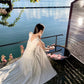 A Line White Long Stunning Evening Gown Party Prom Dress       S7275