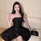 French Hepburn style high-end puffy short skirt 2025 summer new sexy tube top dress R3793