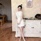 White sleeveless vest dress unique waist dress tutu skirt R0546