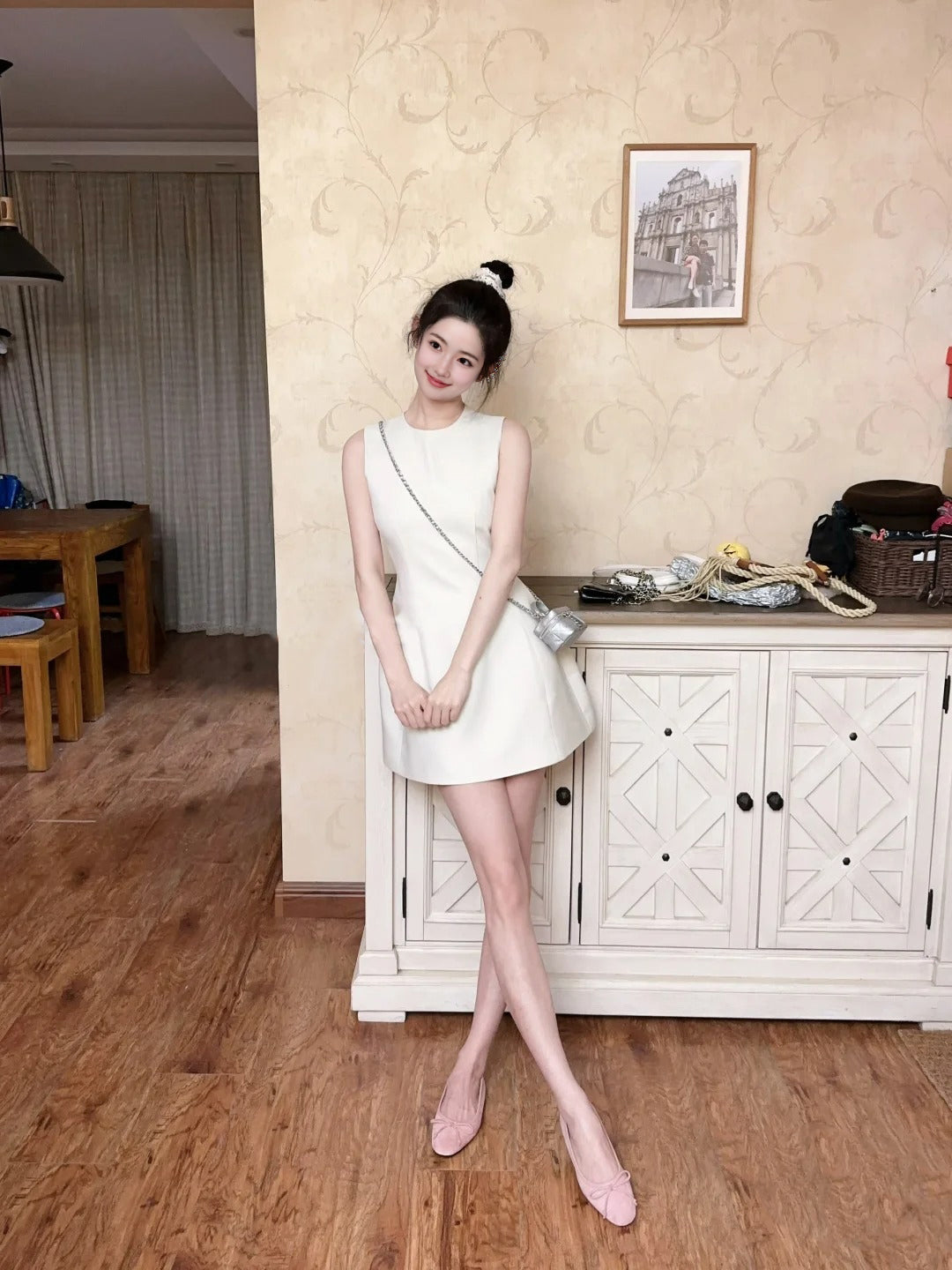 White sleeveless vest dress unique waist dress tutu skirt R0546
