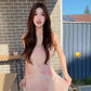 Sexy floral suspender dress mesh beautiful waist slim hip fishtail skirt R0513