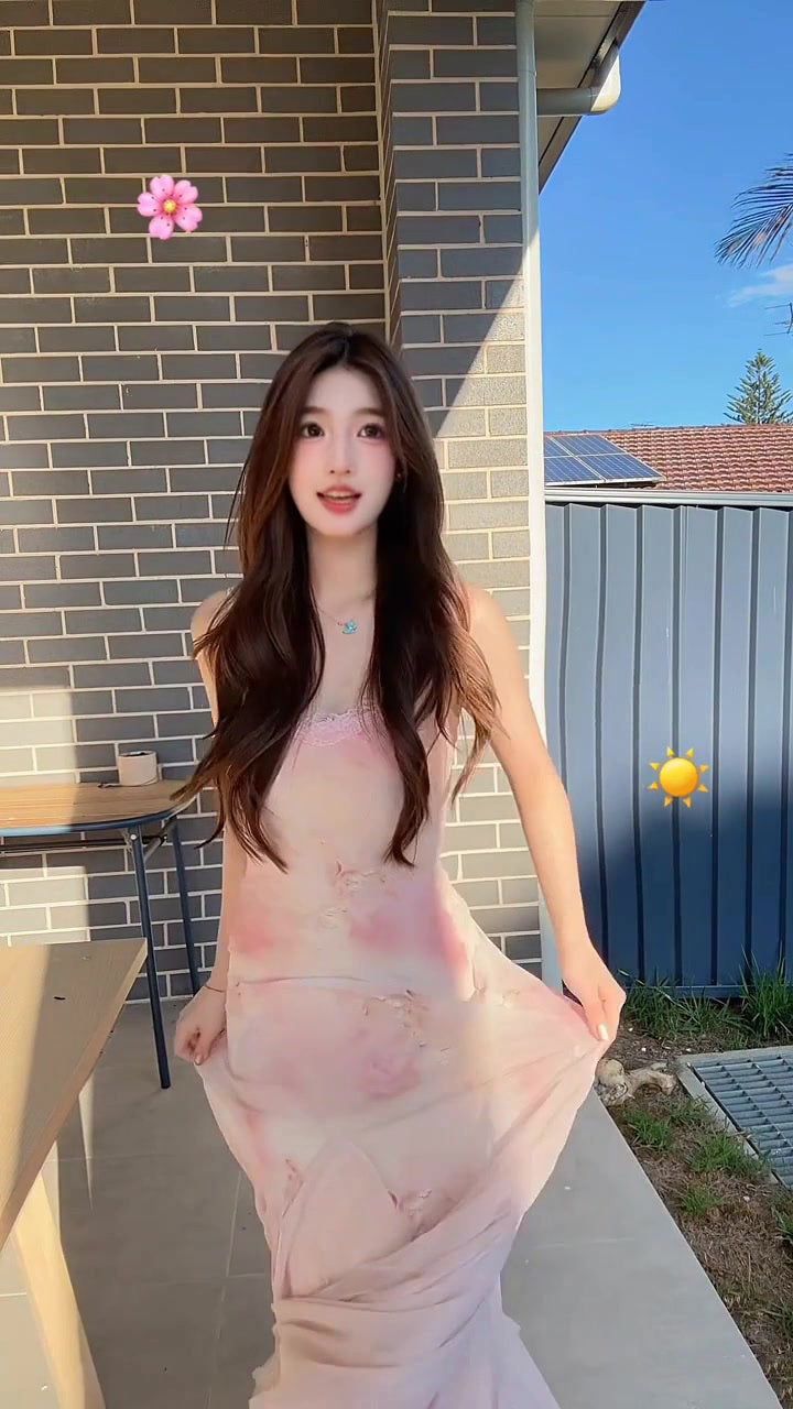 Sexy floral suspender dress mesh beautiful waist slim hip fishtail skirt R0513