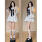 2025 new style age-reducing waist-cut lapel bow dress suit skirt sweet A-line puffy short skirt R0094