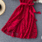 French retro lady temperament dress skirt scheming hollow lace short-sleeved dress R2165