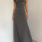 Summer French Square Neck Dress Slim Fit Short Sleeves Knee-Length Temperament Long Dress R3028