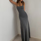 Simple temperament suspender long skirt super A figure waistline sexy hot girl dress R3030