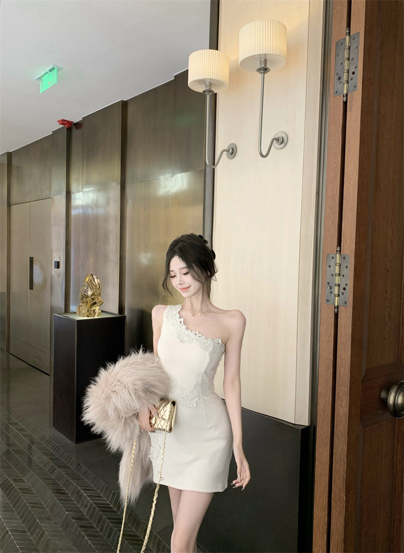 Sexy slim fit hip skirt with off-shoulder dress R0539