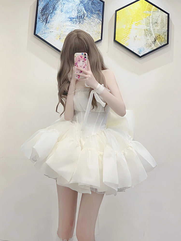 Super fairy tube top bow dress birthday dress JSK suspender skirt princess tutu skirt R1684