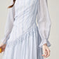 Gentle style irregular blue long-sleeved dress women's beautiful skirt R1978