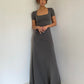 Summer French Square Neck Dress Slim Fit Short Sleeves Knee-Length Temperament Long Dress R3028