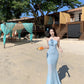 Fishtail Blue Long Stunning Evening Gown Party Prom Dress       S7266
