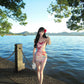 Sexy Slim Hip-hugging Suspender Dress Oil Painting Graffiti Butterfly Dress R0575