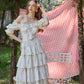 Retro Pastoral Print Bowknot Herringbone Dress R5114