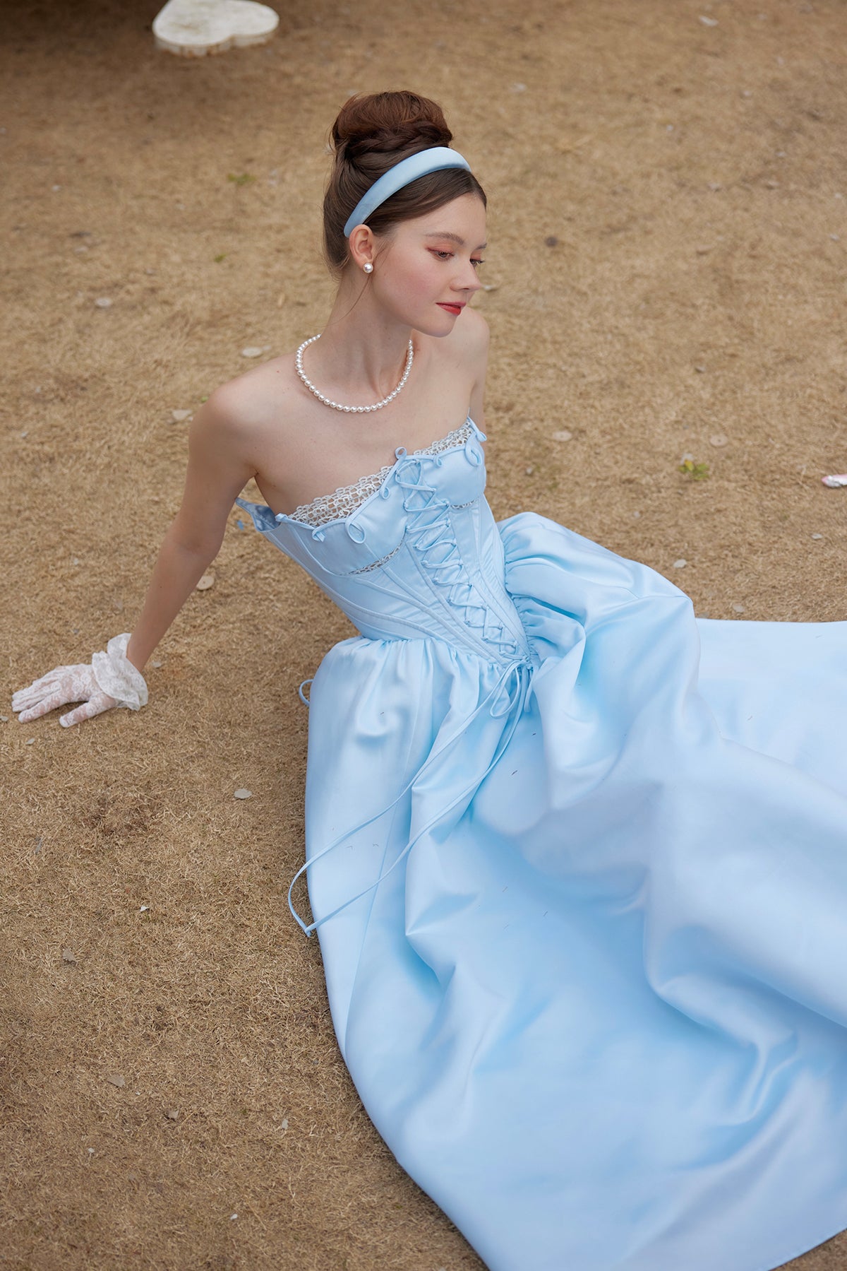 French Princess Series Satin Herringbone Dress R5107