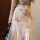 Floral suspender skirt gentle temperament beautiful waist slim hip skirt R0637