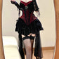 Dark Gothic Velvet Waist Halter Suspender Suit Removable Skirt Two-piece Suit R1665