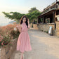 Pink sleeveless halter dress gentle style super beautiful dress R0727