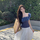 Beautiful outfit set, gentle temperament, beautiful one-shoulder top, A-line skirt, two-piece suit R0728