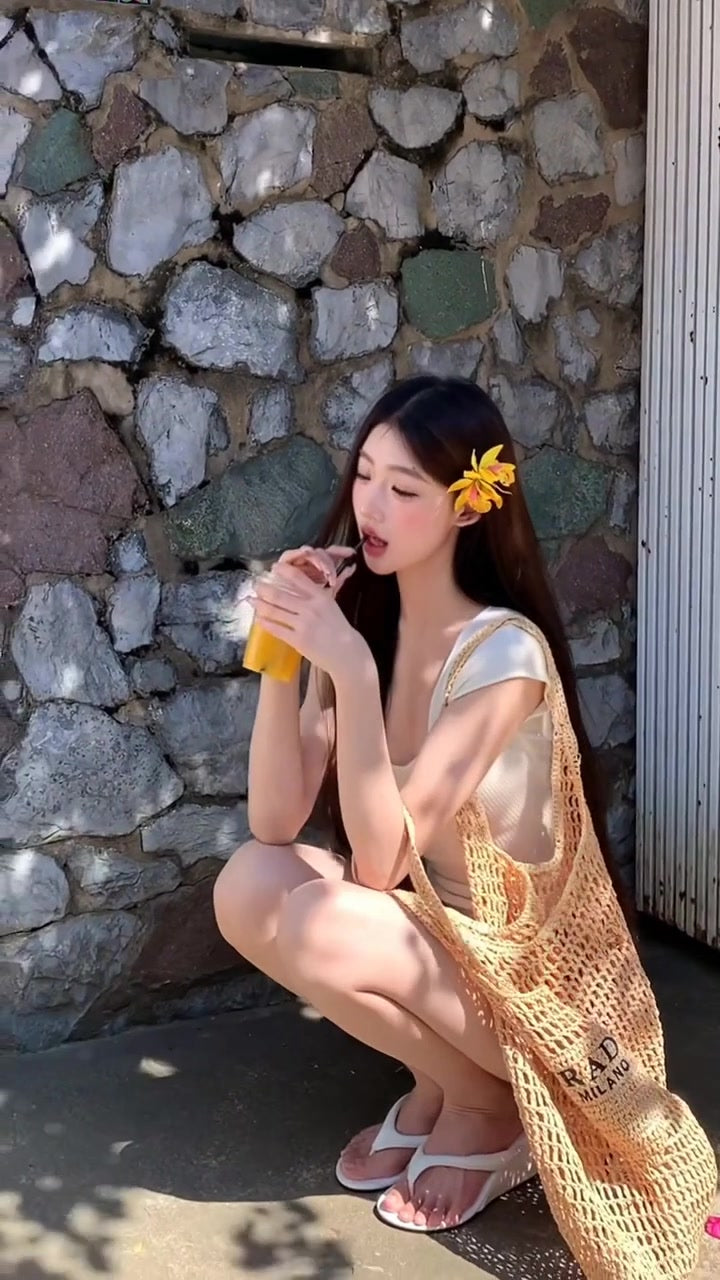 Vacation style outfit sexy hot girl beautiful knitted top floral skirt two-piece skirt R0893