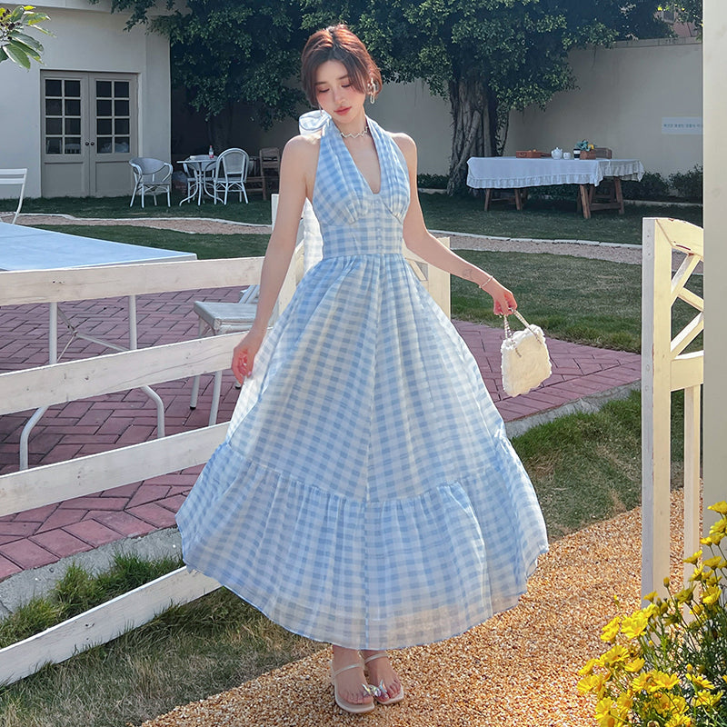 Beach dress with a seaside holiday atmosphere, fairy temperament, big swing skirt R1009