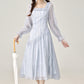 Gentle style irregular blue long-sleeved dress women's beautiful skirt R1978