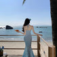 Fishtail Blue Long Stunning Evening Gown Party Prom Dress       S7266