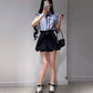 Suit gentle temperament beautiful blue shirt flower bud shorts two-piece suit R0824