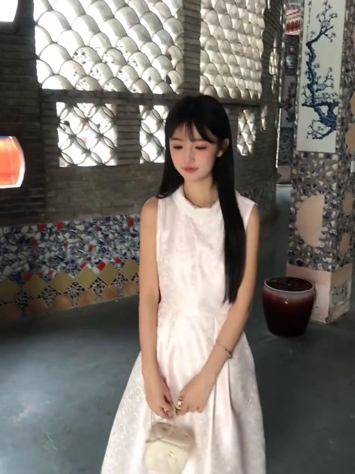 Pink jacquard vest dress gentle temperament waist A-line short skirt R0826