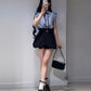 Suit gentle temperament beautiful blue shirt flower bud shorts two-piece suit R0824