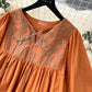 Plus size women's clothing 2025 new retro embroidery long loose slim holiday dress R2147
