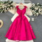 Banquet high-end palace style dress temperament V-neck waist slimming exquisite dress R2148