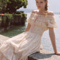 French pastoral style cake-style fishbone maxi dress with slim waist and cotton homecoming dress R5136