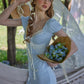 French pastoral style girly soft and versatile blue knitted dress homecoming dress R5148