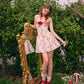 French pastoral red halter dress short petite homecoming dress R5152