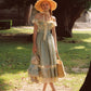French pastoral style heavy embroidery lace splicing suspender long dress homecoming dress R5145