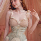 French sweet lace pink mesh fish bone suspender dress fairy dress homecoming dress R5140